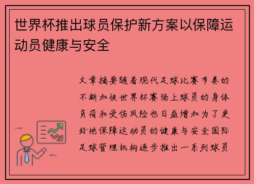 世界杯推出球员保护新方案以保障运动员健康与安全 世界杯推出球员保护新方案以保障运动员健康与安全